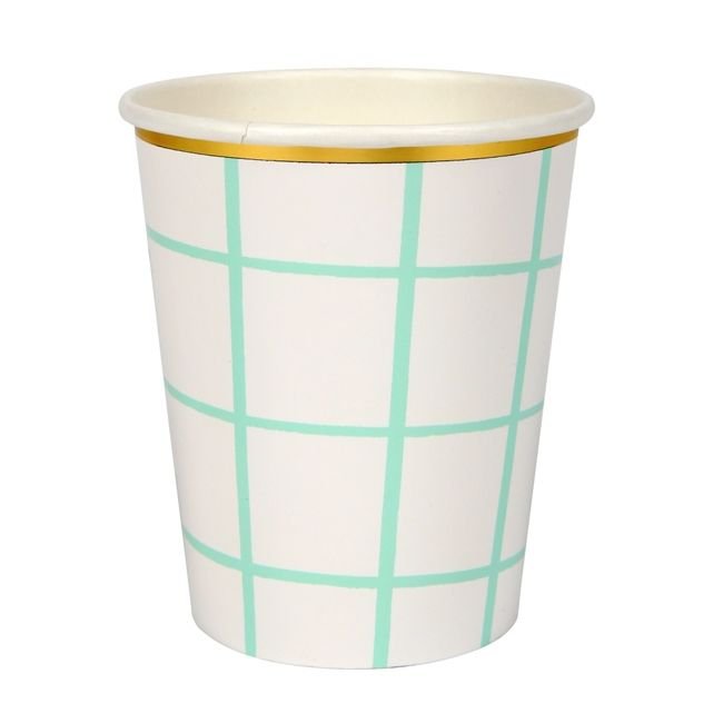 Meri Meri Mint Grid Cups