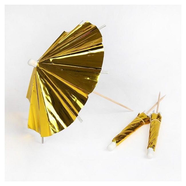 Meri Meri Gold Long Cocktail Umbrella