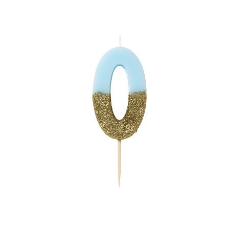 Talking Tables Blue - Glitter Number Candle 0