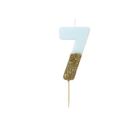 Talking Tables Blue - Glitter Number Candle 7