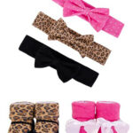 Hudson Childrenswear – 3Pc Headband And 2Pc Socks Set Leopard – Rose