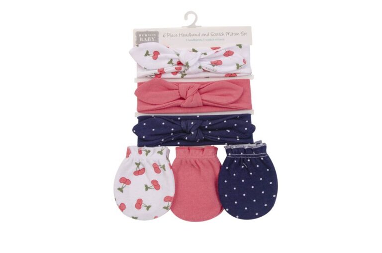 Hudson Childrenswear - 3Pc Headband And 3Pc Scratch Mitten Set Cherries - Rose Multicolor