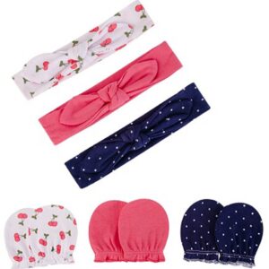 Hudson Childrenswear – 3Pc Headband And 3Pc Scratch Mitten Set Cherries – Rose Multicolor
