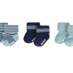 Hudson Childrenswear – Baby Terry Socks With Non-Skid 3Pc Mint Navy Stripes – Sapphire Blue