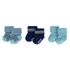 Hudson Childrenswear – Baby Terry Socks With Non-Skid 3Pc Mint Navy Stripes – Sapphire Blue