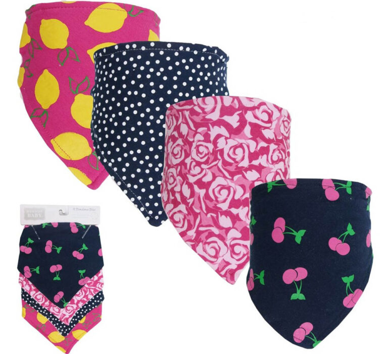 Hudson Childrenswear - Bandana Bib 4Pc Cherry - Rose Multicolor