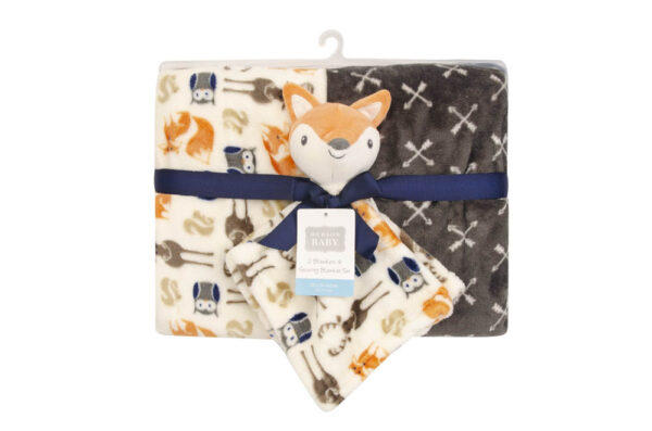 Hudson Childrenswear – Blanket 2Pc And Security Blanket Boy Gray Fox – Orange