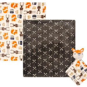 Hudson Childrenswear – Blanket 2Pc And Security Blanket Boy Gray Fox – Orange