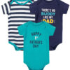 Hudson Childrenswear – Bodysuit 3pcs Set Short Sleeve Daddys Boy – Blue