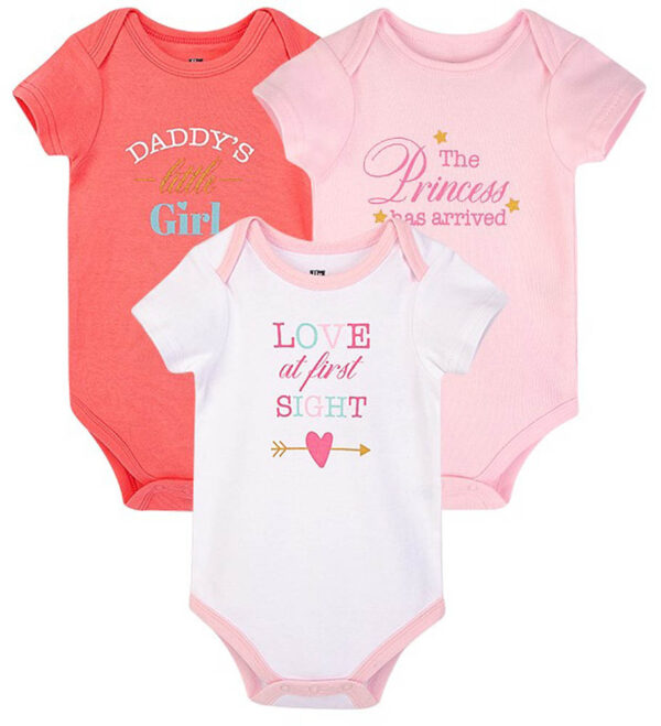 Hudson Childrenswear – Bodysuit 3pcs Set Short Sleeve Daddys Girl – Pink