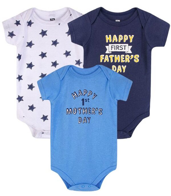 Hudson Childrenswear – Bodysuit 3pcs Set Short Sleeve Mummys Boy – Blue