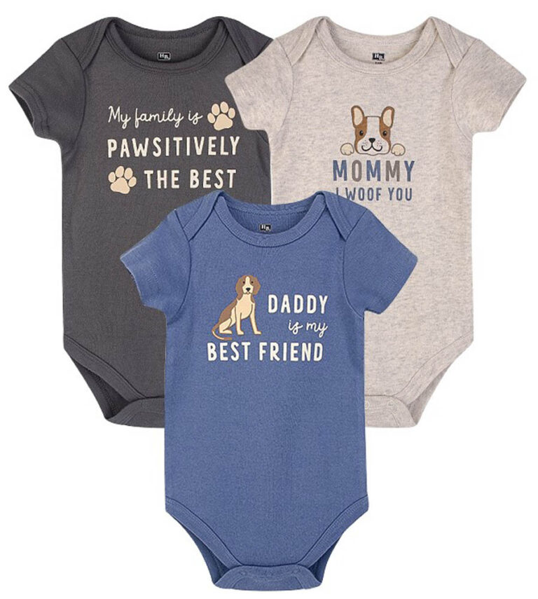 Hudson Childrenswear - Bodysuit 3pcs Set Short Sleeve Puppy - Sapphire Blue