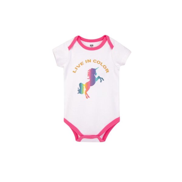 Hudson Baby – Bodysuit 3Pcs Set Short Sleeve – Rainbow Unicorn (0-3M)