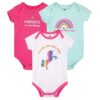 Hudson Baby – Bodysuit 3Pcs Set Short Sleeve – Rainbow Unicorn (0-3M)