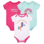 Hudson Baby – Bodysuit 3Pcs Set Short Sleeve – Rainbow Unicorn (3-6M)