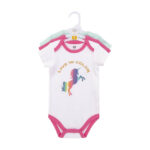 Hudson Childrenswear – Bodysuit 3pcs Set Short Sleeve Rainbow Unicorn – Rose
