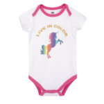Hudson Childrenswear – Bodysuit 3pcs Set Short Sleeve Rainbow Unicorn – Rose