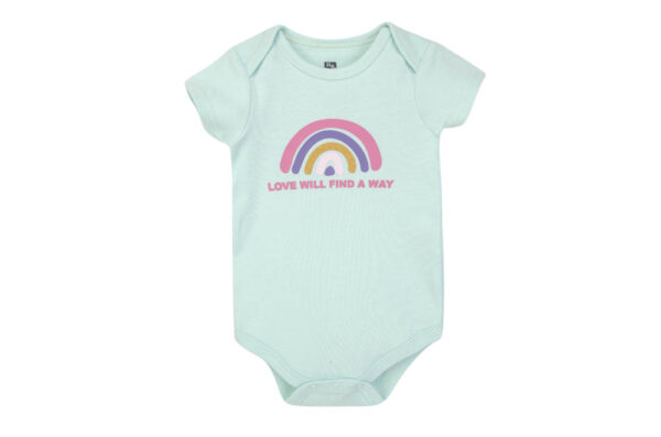 Hudson Childrenswear – Bodysuit 3pcs Set Short Sleeve Rainbow Unicorn – Rose
