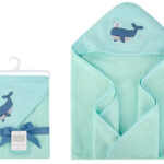 Hudson Childrenswear – Hooded Towel(Woven Terry) Whale – Navy Blue