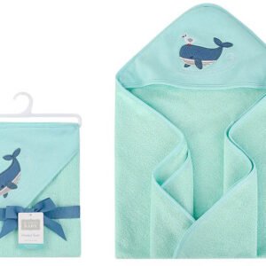 Hudson Childrenswear – Hooded Towel(Woven Terry) Whale – Navy Blue