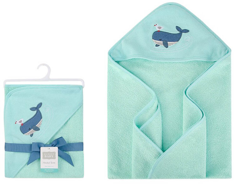 Hudson Childrenswear - Hooded Towel(Woven Terry) Whale - Navy Blue