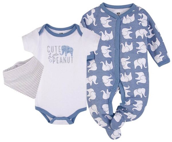 Hudson Childrenswear – Layette Set 3pc Blue Elephant – Blue