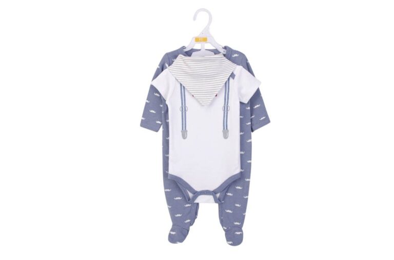 Hudson Childrenswear - Layette Set 3pc Bow Tie - Blue