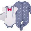 Hudson Childrenswear – Layette Set 3pc Bow Tie – Blue