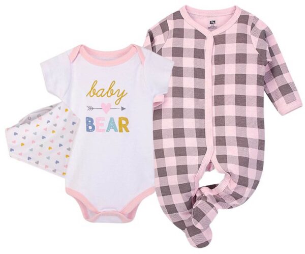 Hudson Childrenswear – Layette Set 3pc Pink – Lattice – Pink
