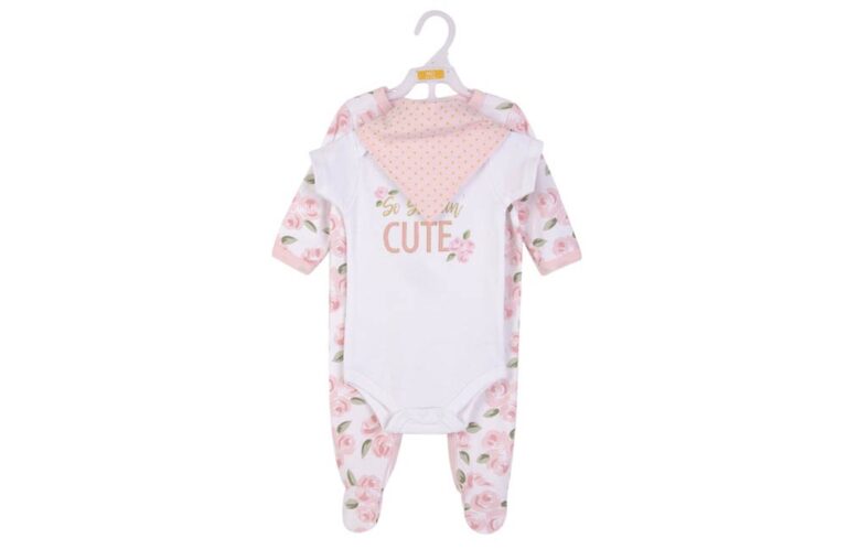 Hudson Childrenswear - Layette Set 3pc Roses - Pink
