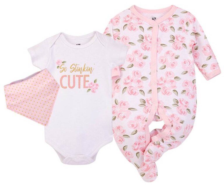 Hudson Childrenswear - Layette Set 3pc Roses - Pink