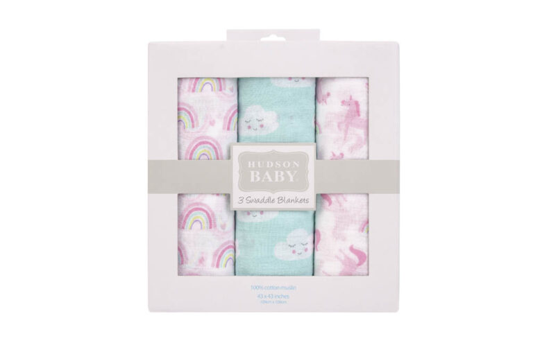 Hudson Childrenswear - Muslin Swaddle Blanket Gift 3Pc - Multicolor