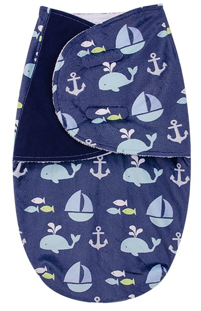 Hudson Childrenswear - Plush Swaddle Wrap Ocean - Sapphire Blue