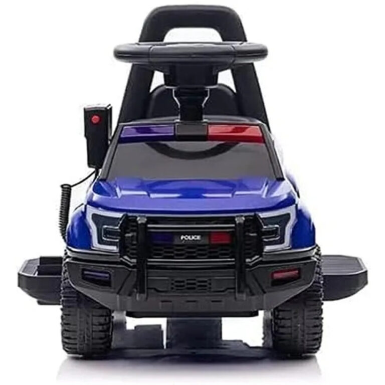 Kids Police Push Ride-On Car – Blue - Foot-to-Floor Toddler Patrol Car with Steering Wheel & Storage