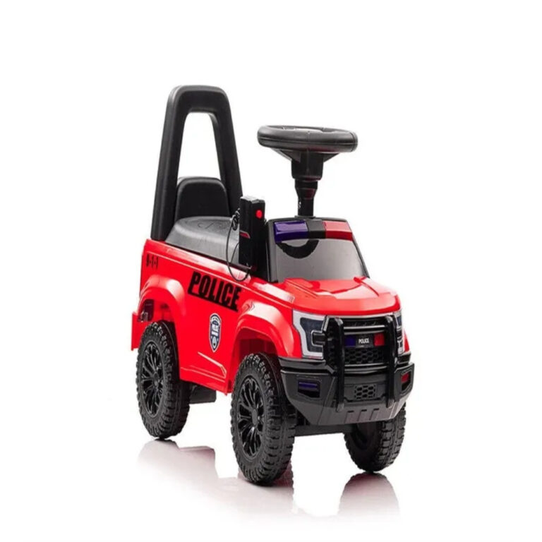 Kids Police Push Ride-On Car – Red - Foot-to-Floor Toddler Patrol Car with Steering Wheel & Under-Seat Storage