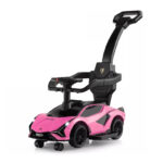 Lamborghini 3-in-1 Ride-On Push Car for Kids – Licensed Stroller, Walker & Ride Toy with USB Music, Pink