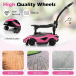Lamborghini 3-in-1 Ride-On Push Car for Kids – Licensed Stroller, Walker & Ride Toy with USB Music, Pink