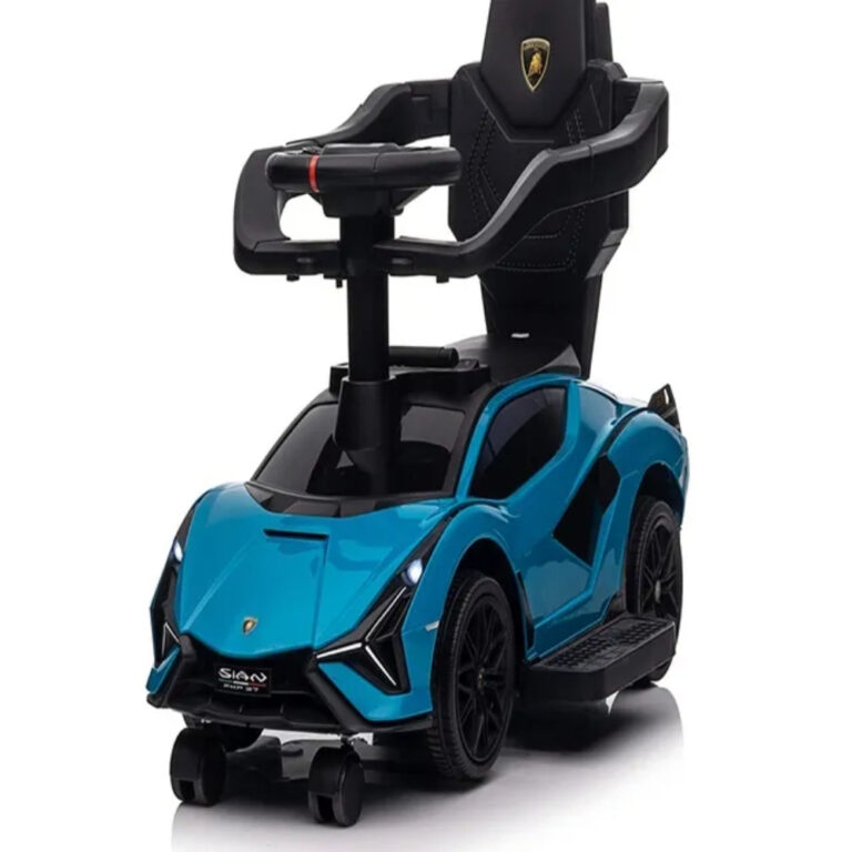 Lamborghini 3-in-1 Ride-On Push Car for Kids – Licensed Stroller, Walker & Ride Toy with USB Music, Blue