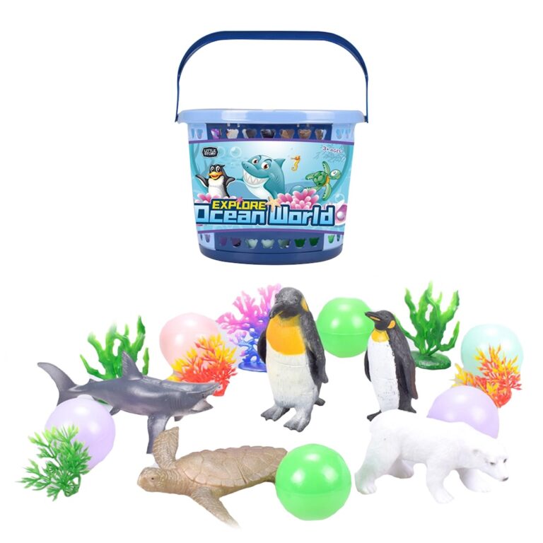 Little Story - 17Pcs Ocean World Bucket Set 5Pcs With Marine Animal