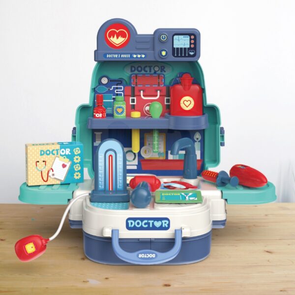 Little Story – 3in1 Doctor/Nurse/Clinic Toy Set School Bag (23 Pcs) – Blue