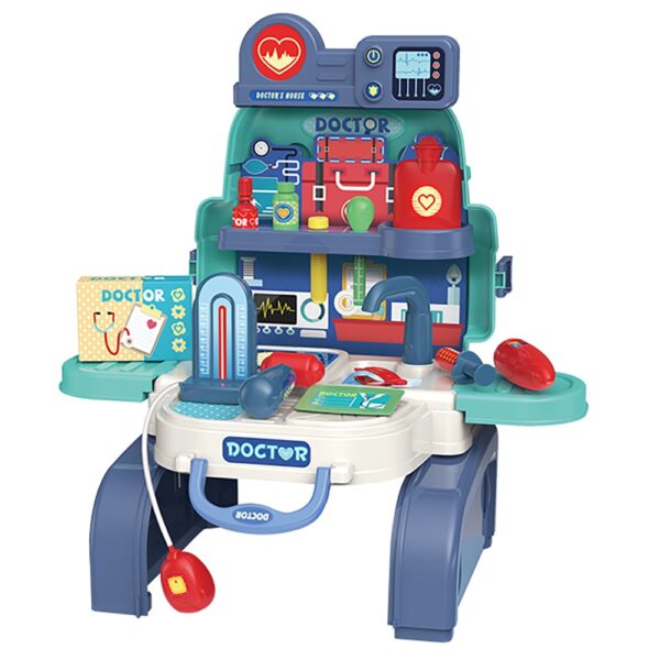 Little Story – 3in1 Doctor/Nurse/Clinic Toy Set School Bag (23 Pcs) – Blue