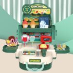 Little Story – 3in1 Shopkeeper/Supermarket Toy Set School Bag (36 Pcs) – Green