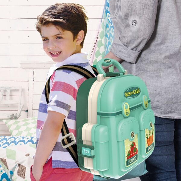 Little Story – 3in1 Shopkeeper/Supermarket Toy Set School Bag (36 Pcs) – Green