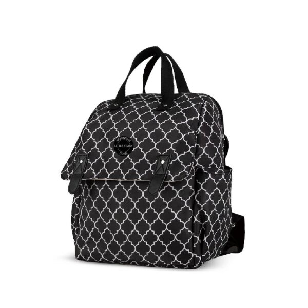 Little Story – Diaper Backpack with Changing Mat and Bottle Bag – set of 3 – Black