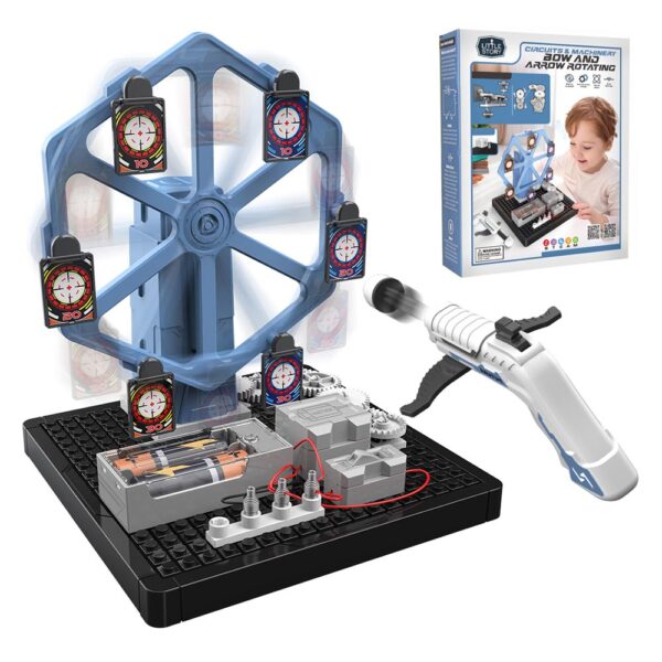 Little Story – DIY Electrical Rotating Bow and Arrow Shooting Range (66 Pcs), STEM Series – Blue
