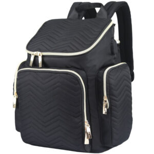 Little Story – Georgia Diaper Bag W/ Changing Pad & Stroller Hooks – Black
