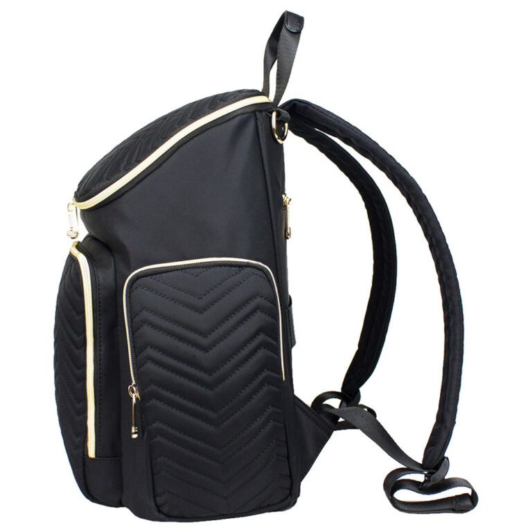 Little Story - Georgia Diaper Bag W/ Changing Pad & Stroller Hooks - Black