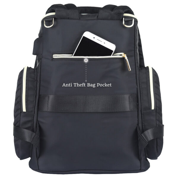 Little Story – Georgia Diaper Bag W/ Changing Pad & Stroller Hooks – Black