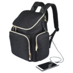 Little Story – Georgia Diaper Bag W/ Changing Pad & Stroller Hooks – Black