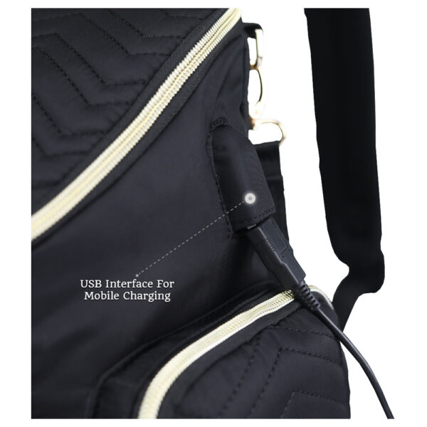 Little Story – Georgia Diaper Bag W/ Changing Pad & Stroller Hooks – Black